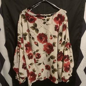 Cream colored blouse with roses size 3x